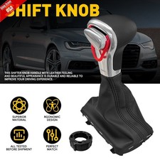 Black Gear Shift Knob Shifter Leather Gaiter Boot Cover Fit Audi A3 A4 A5 A6 Q5