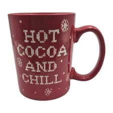 Hot Cocoa and Chill Red White Oversized Mug 18oz World Market