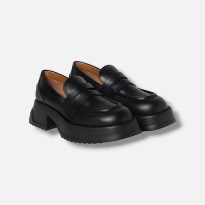 Marni Women's Black Platform Leather Penny loafers Shoes Size 40