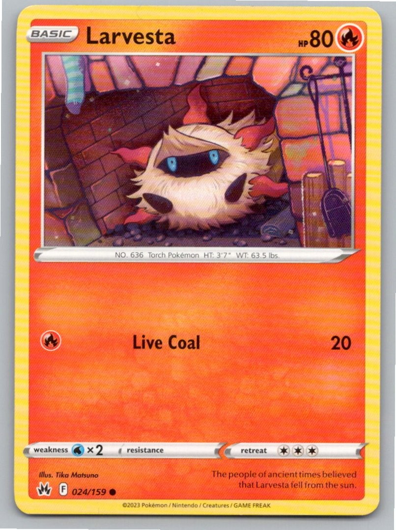 2023 POKEMON LARVESTA CROWN ZENITH 024/159 C NM A73323 FREE S&H