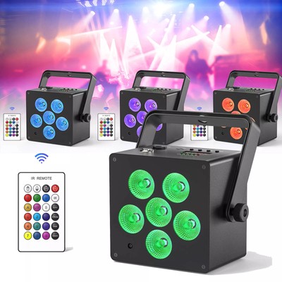 Rechargeable RGBWA+UV 6LED Par Light DMX APP Party DJ Light Disco Stage Lighting