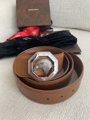 Authentic Stefano Ricci Crocodile Belt Octagon Eagle Buckle Size 115 BNWT