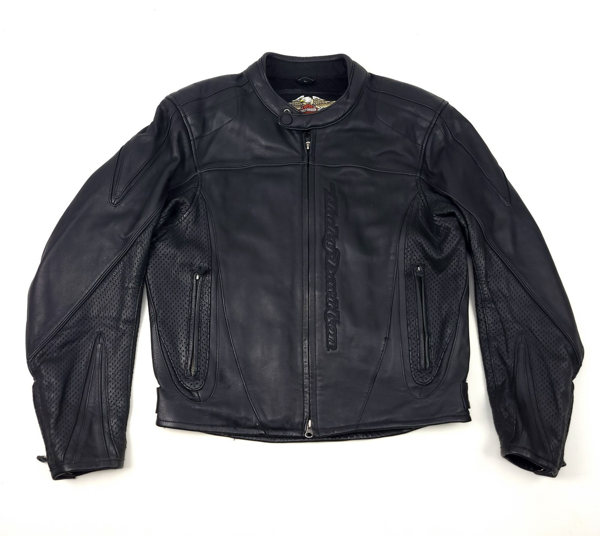 Harley Davidson Men's Black Leather Jacket RN103819 CA03402 Sz