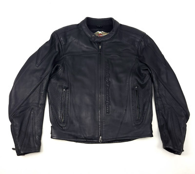 Harley Davidson Men's Black Leather Jacket RN103819 CA03402 Sz