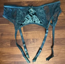 Seven 'til Midnight Garter Emerald Green Eyelash Lace Size 1x/2x Sexy Stretch