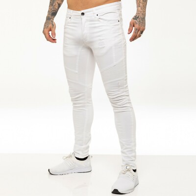 Enzo Stretch Slim Fit Jeans Herren Biker zerrissen Denim Hose Pants alle UK Größen