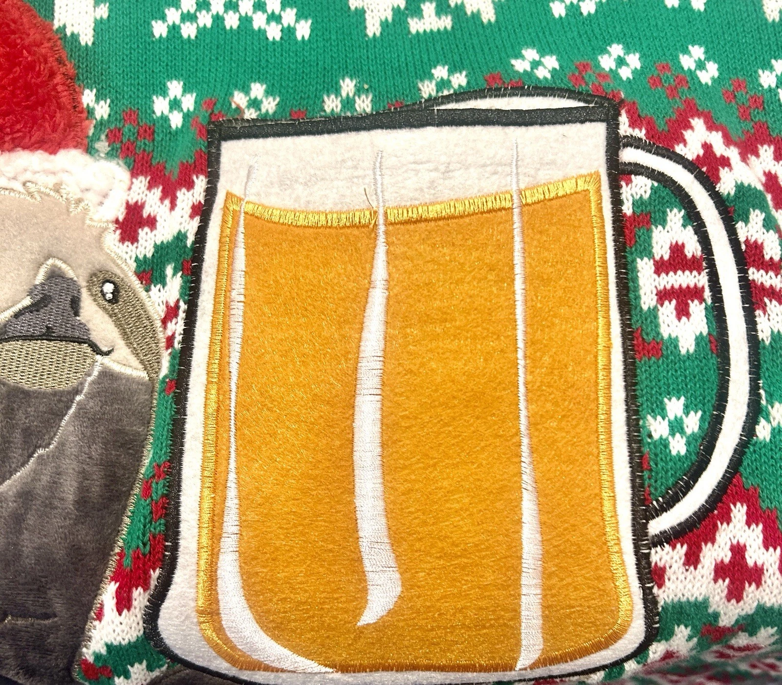 New Ugly Christmas Sweater 33 Degrees Sloth Pullover Beer Drink Pocket Men’s L