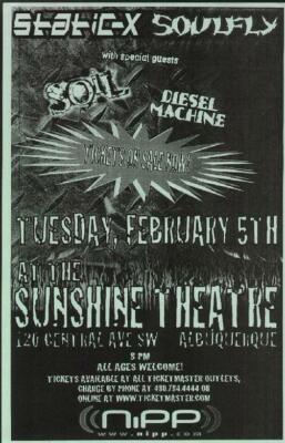 STATIC-X SOULFLY CONCERT POSTER ORIGINAL ALBUQUERQUE 2002 | eBay