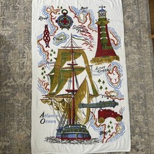 VTG Cannon Sailboat Pirate Sea Canon Compass Graphic Bath BeachTowel Made In USA