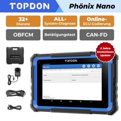 TOPDON Phoenix Nano-E Pro KFZ OBD2 Diagnosegerät Scanner ECU-Codierung WIFI DOIP