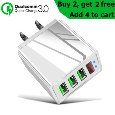3 Port USB Home Wall Fast QC3.0 Quick Charger for Cell Phone Samsung Android US