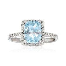 Natural Blue Topaz Gemstone with 925 Sterling Silver Ring for Women's 3920