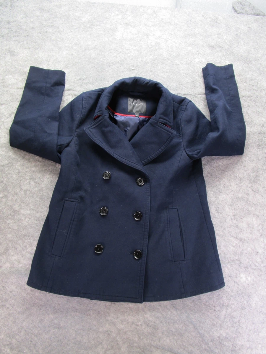 Talbots Peacoat Womens Medium Blue double breasted jacket EUC eBay