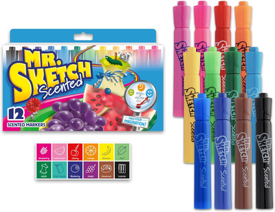 Scented Markers, Chisel Tip Marker, Assorted Colors, 12 Count