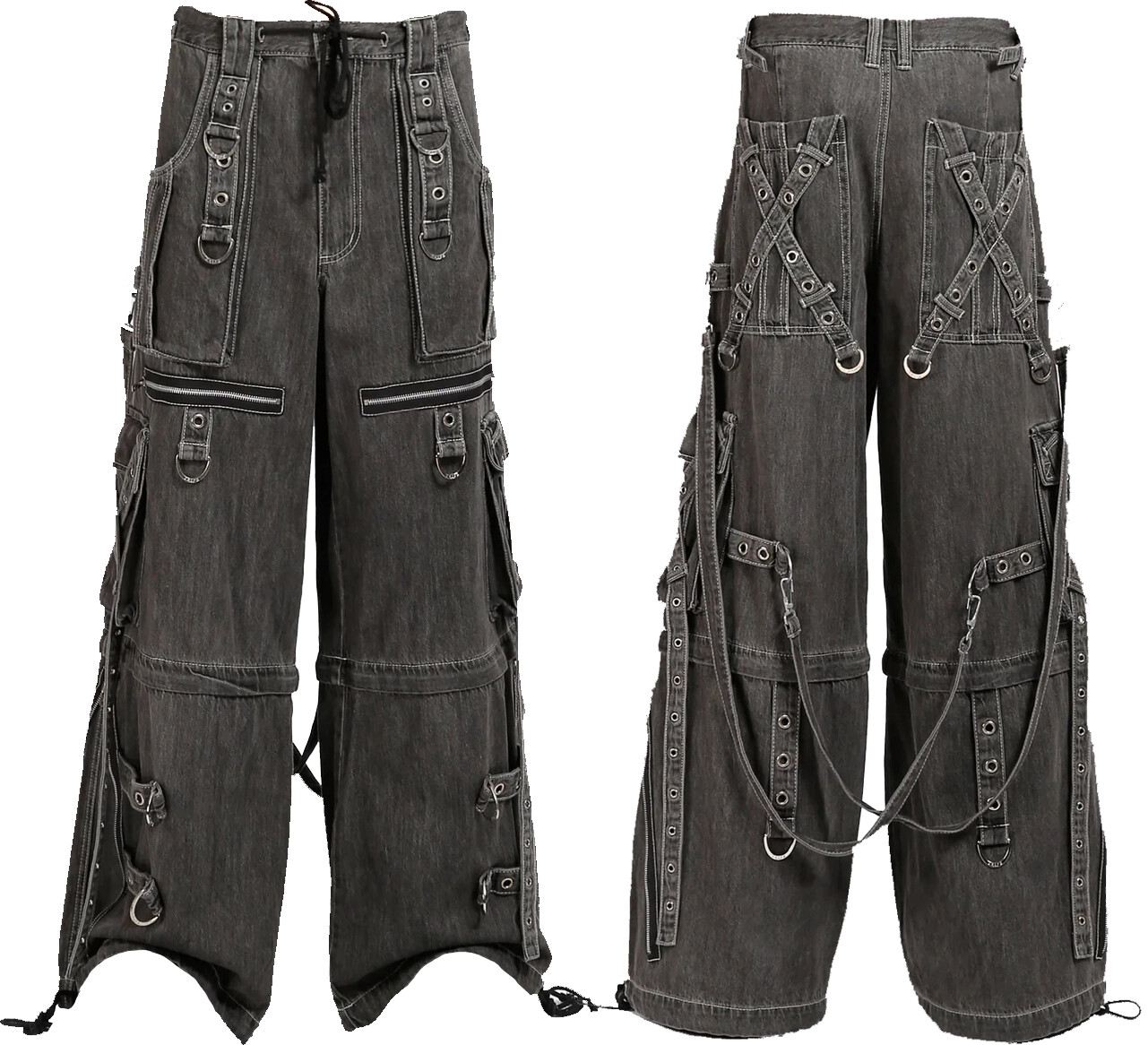 Black Denim Jeans Apocalyptic Punk Emo Trip Pants/ Gothic Pa