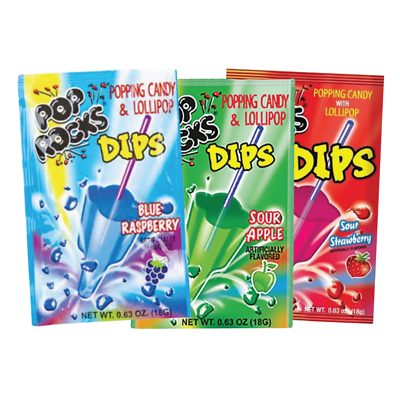 Pop Rocks Dips Variety Flavor Popping Candy With Lollipop | .63oz
