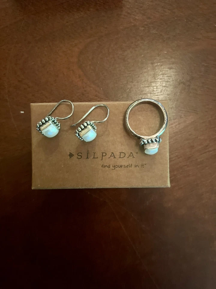 Silpada Sterling Silver Pearl French Hook Earrings And Ring Size 6 Set - Image 2 of 3