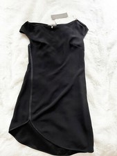 Halston Heritage Asymmetrical Crepe Black Shift Dress NWT Small