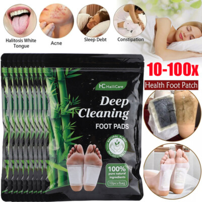 10-100x Detox Foot Patches Pads Body Toxins Feet Deep Cleansing Natural Herbal