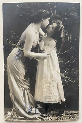 Postcard old motif children child around 1912 mother girl