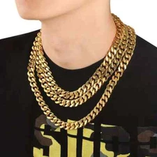 Hip Hop Rapper Gold Plated 10mm 9" 18" 20" 24" 30" Miami Cuban Chain Necklace