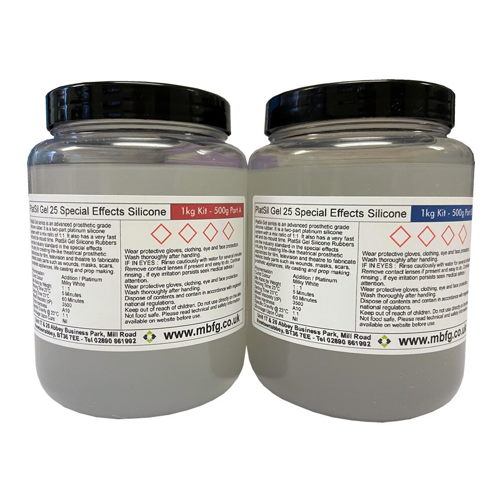 PlatSil Gel 25 Special Effects Prosthetic Skin Safe Silicone Rubber - 1kg Kit