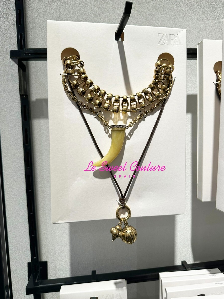 ZARA WOMAN NWT SS25 PACK OF 3 CHAIN NECKLACES WITH HORN ZARA WOMAN NWT SS25 PACK OF 3 CHAIN NECKLACES WITH HORN