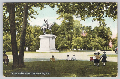 #ad Milwaukee Wisconsin WI Kosciusko Monument Kosciusko Park UNP vintage Postcard e6 $5.00