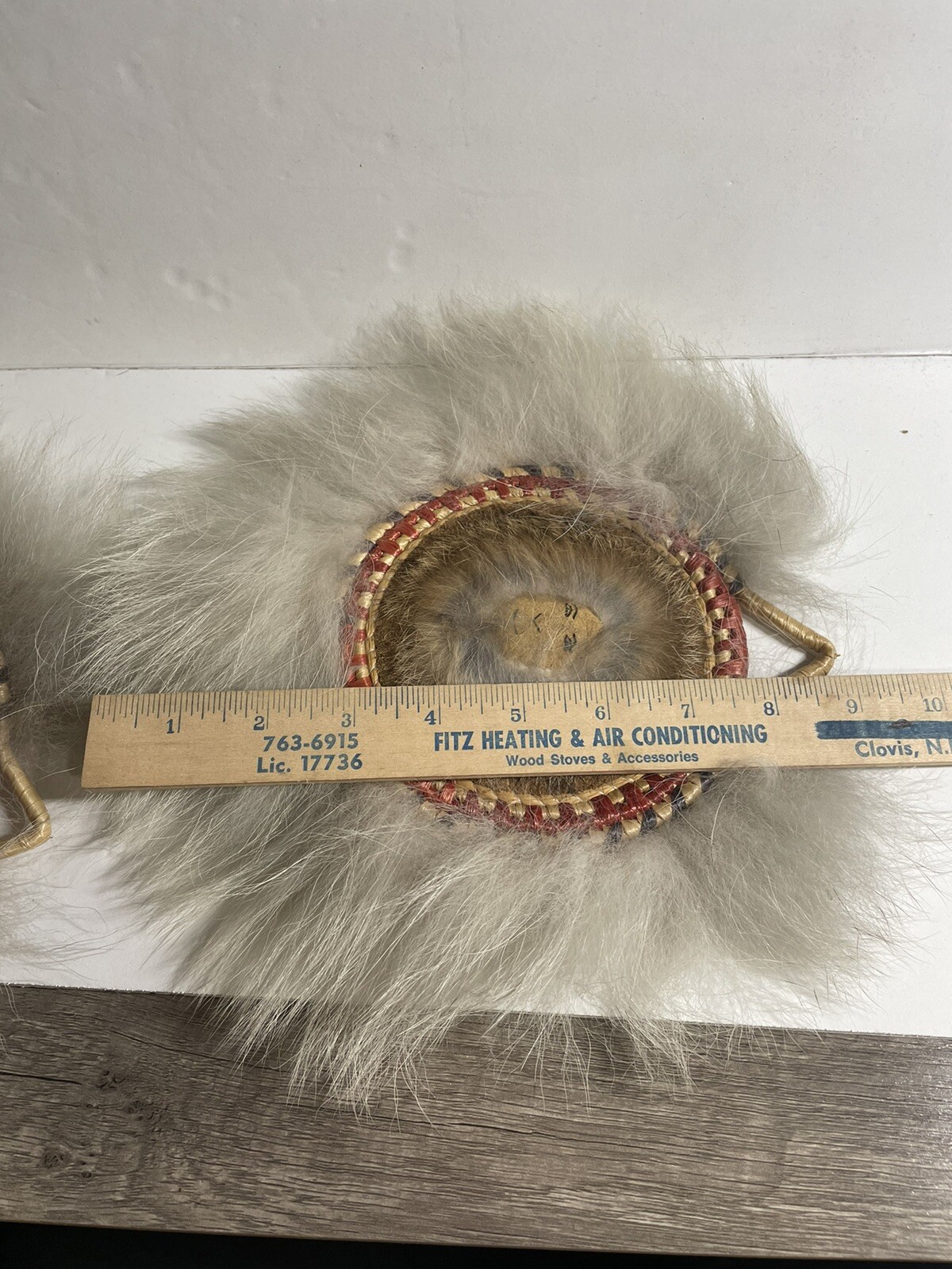 Pair Native Alaskan YUPIK Grass Fur Dance Fan - Wall Hanging