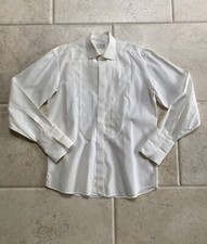 FREE SHIPPING Xacus Tuxedo Shirt Cream/Ivory Color Pleated Covered Placket 38/16