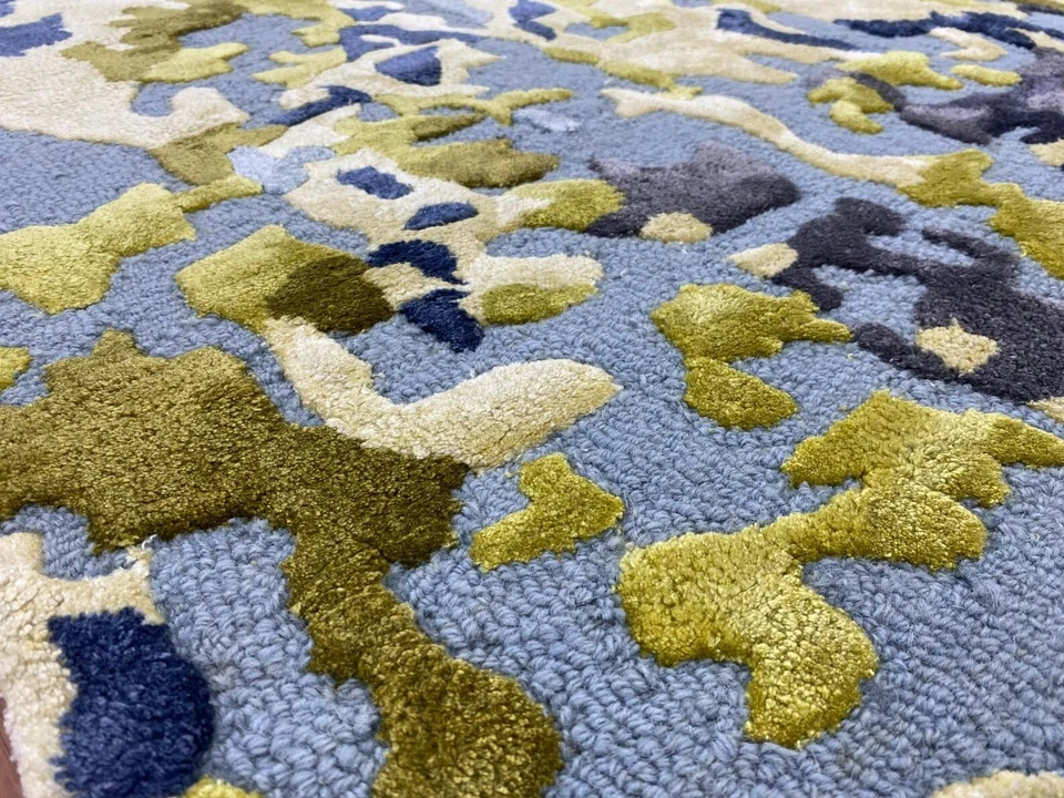 Wool Rug Tufted Area Modern Hand Carpet Handmade 100% Viscose New Hand-Tufted - Image 2 of 4