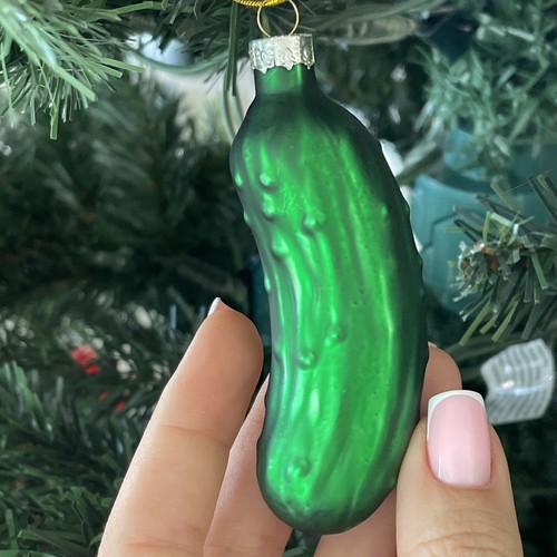 Mundgeblasenes Glas grüne Gurke Weihnachtsschmuck alte Welt Stil Gurke - Bild 1 von 6