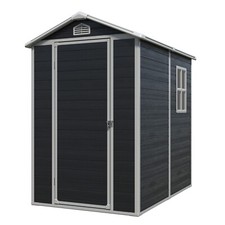 4'x6' Outdoor Resin Storage Shed Tool Shed with Floor  Lockable Door Black