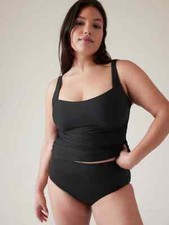 Athleta Square Neck Bra Cup TANKINI TOP Only Size 34D/DD- Black- NWT