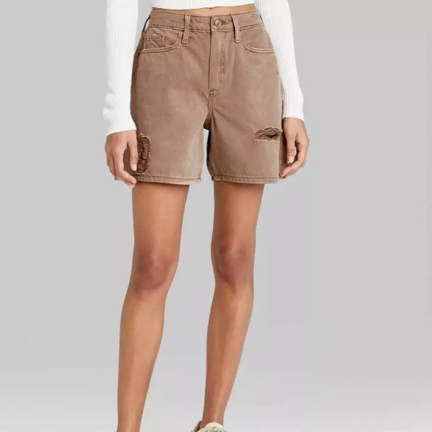 Women s High Rise Bermuda Jean Shorts Wild Fable Brown Size 00