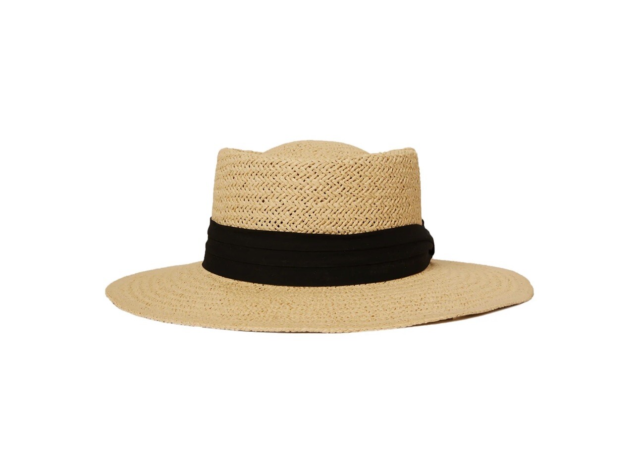 NWT BTB Los Angeles ASHER STRAW HAT Natural $88 Classic Floppy Women’s SMALL