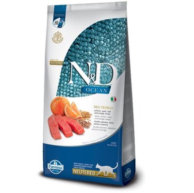 FARMINA N&D Ocean Adult Cat Neutered 10 kg Lachs, Dinkel, Hafer und Orange
