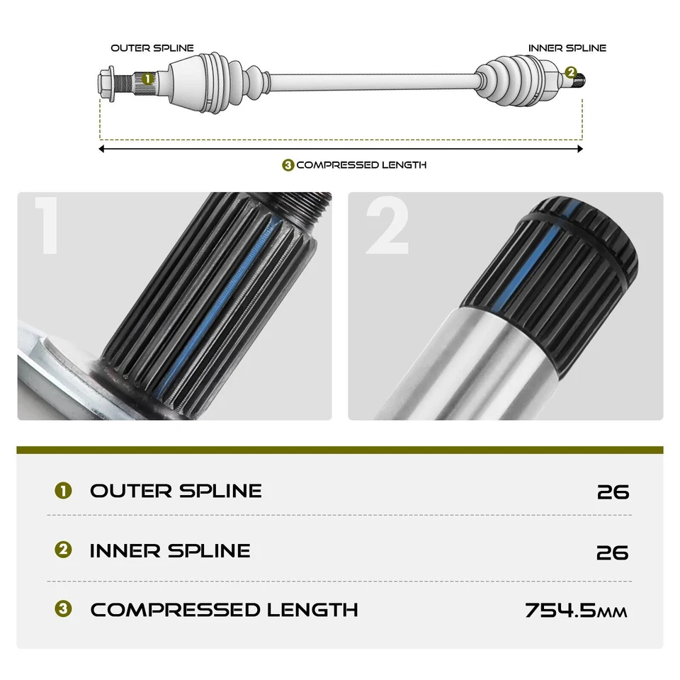 Nuevo conjunto de eje CV para Kawasaki Mule PRODX Mule PROFXR delantero izquierdo y derecho Foto 2 de 4