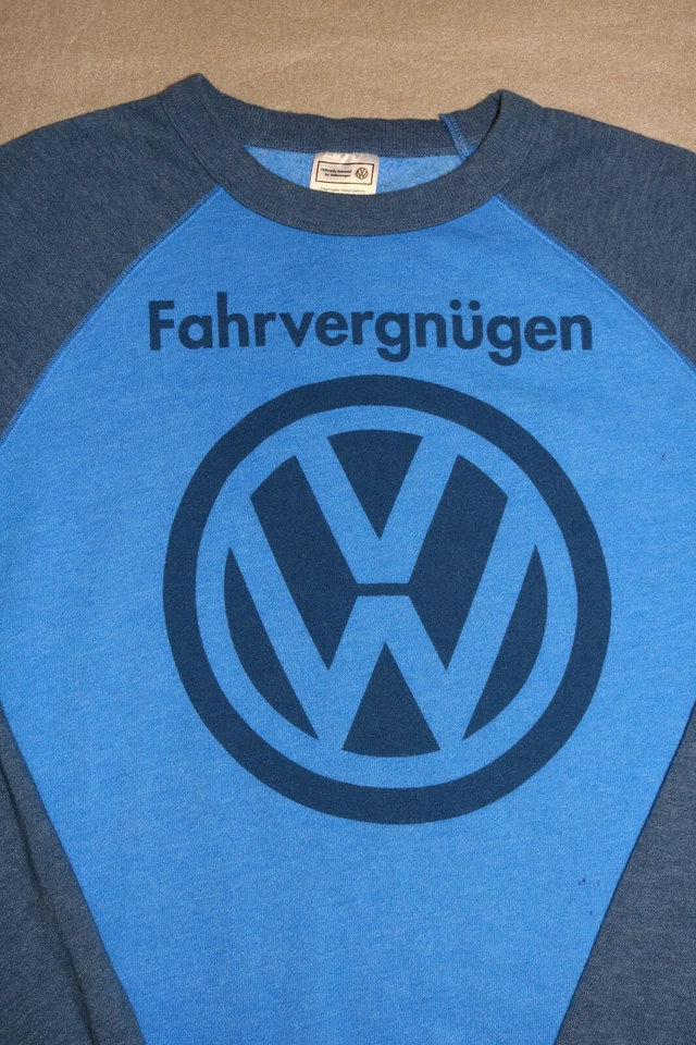VW Sweatshirt Vintage Retro Size L Fahvergnuegen Blue Light Blue Volkswagen KK - Photo 2/4