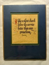 ART - VTG Original Signed Babcook Illuminated Emerson Calligraphy Painting 14x11