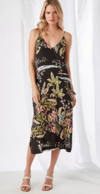 Karen Kane NWT Dress - Side slit multi color flower Black S M L GORGEOUS!
