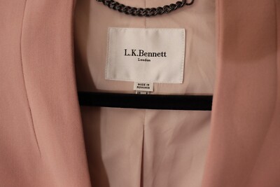 L.K. Bennett Pink Blazer Overcoat Jacket Size 4 Made in Romania