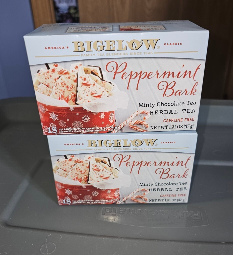 Lot of 2 Boxes Bigelow Tea PEPPERMINT BARK Minty Chocolate 36 Bags
