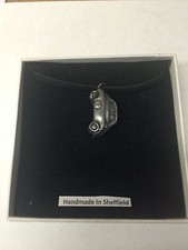 BM Isetta ref27 Pewter Effect Car on a Black Cord Necklace 41CM