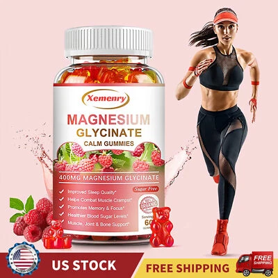 XEMENRY Magnesium Glycinate 400mg Gummies - Muscle,Sleep Support Relief Stress & Anxiety