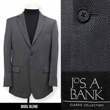 JOS A BANK mens gray nailhead slim WOOL BLEND sport coat suit jacket blazer 42 L