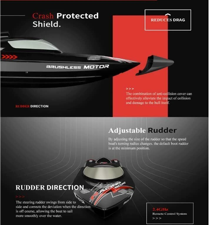 WLtoys WL916 RC Boot – 60 km/h – Bürstenlos – 2,4 GHz – LED – Self-Righting – Hi - Bild 2 von 4