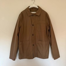 M&S Chore Jacket Utility Pockets Cotton Twill Dark Stone Beige XL