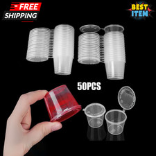 50pcs Sauce Containers 25ml Disposable Clear Food Small Sauce Cups with Box Lid