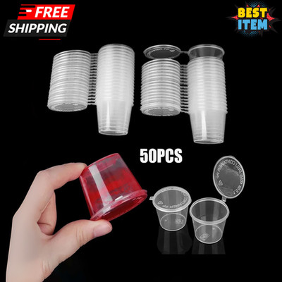50pcs Sauce Containers 25ml Disposable Clear Food Small Sauce Cups with Box Lid
